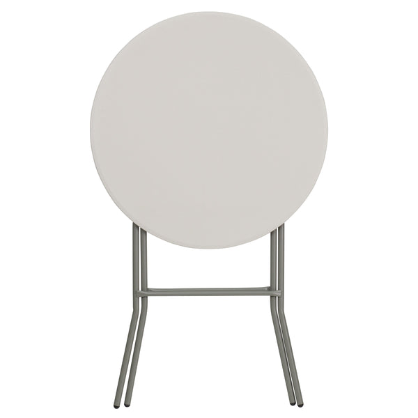 2.63-Foot Round Granite White Plastic Bar Height Folding Event Table