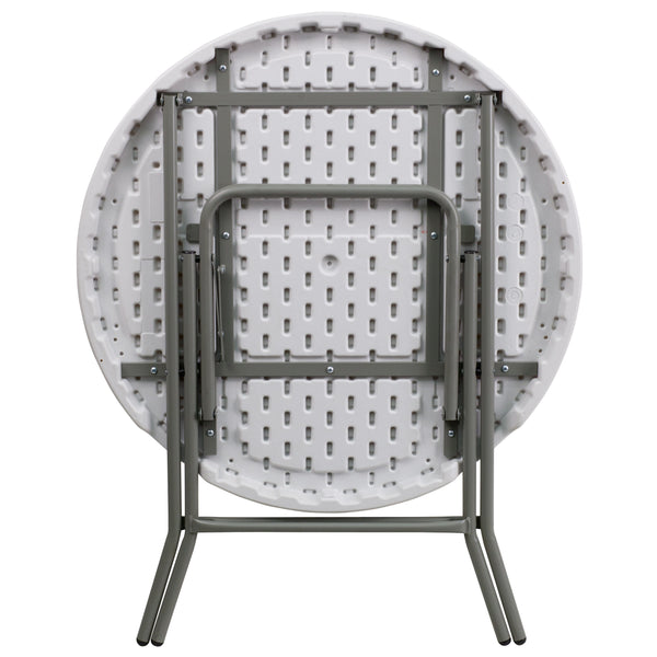2.63-Foot Round Granite White Plastic Folding Table - Event Table