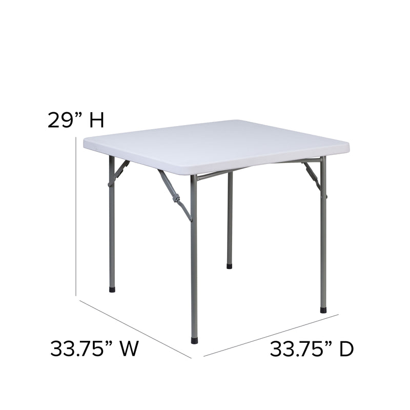 2.81-Foot Square Granite White Plastic Folding Table - Card Table/Game Table