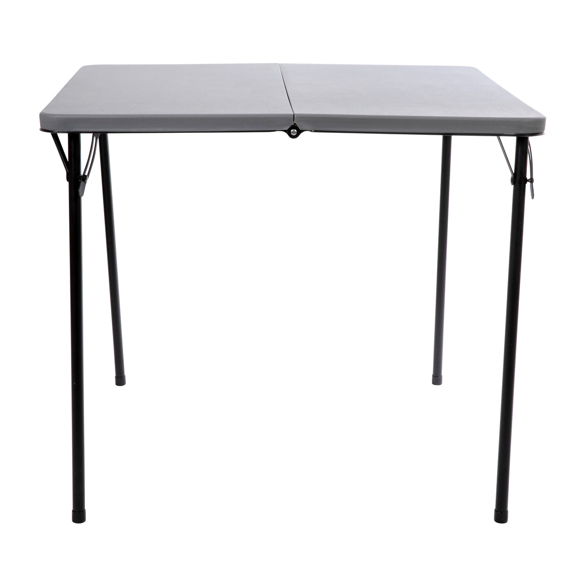 Gray |#| 2.83-Foot Square Bi-Fold Gray Plastic Folding Table with Carrying Handle
