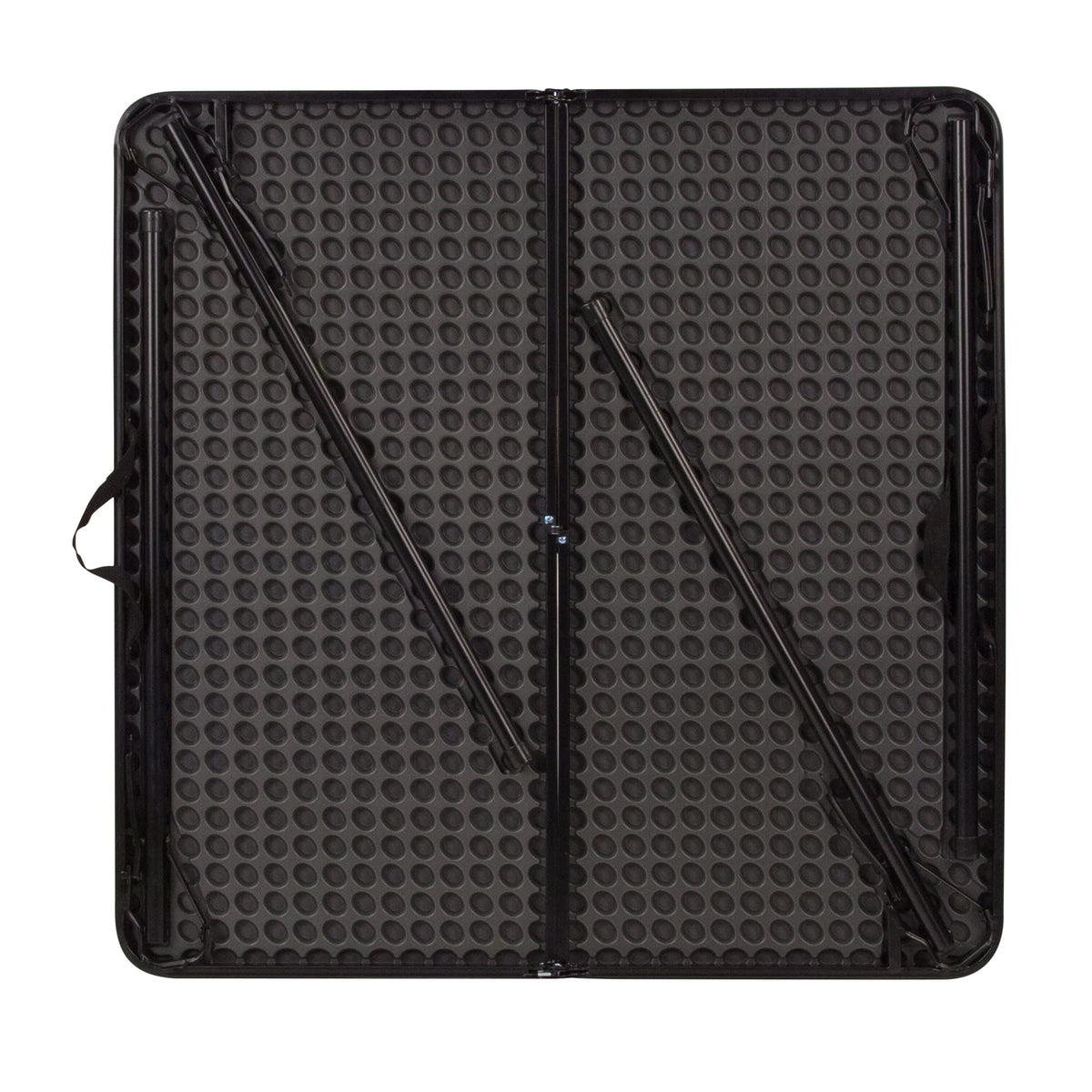 Dark Gray |#| 2.83-Foot Square Bi-Fold Dark Gray Plastic Folding Table with Carrying Handle