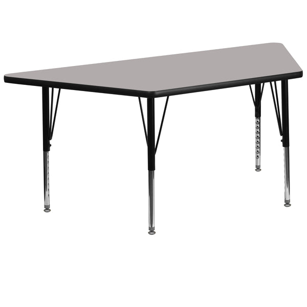 Gray |#| 29inchW x 57inchL Trapezoid Grey HP Laminate Adjustable Activity Table