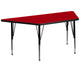 Red |#| 29inchW x 57inchL Trapezoid Red Thermal Laminate Adjustable Activity Table