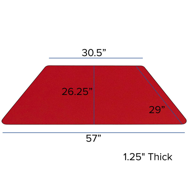 Red |#| 29inchW x 57inchL Trapezoid Red Thermal Laminate Adjustable Activity Table