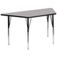 Gray |#| 29inchW x 57inchL Trapezoid Grey Thermal Laminate Adjustable Activity Table