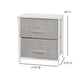 Gray Drawers/White Frame |#| 2 Drawer Storage Stand with White Wood Top & Light Gray Fabric Pull Drawers