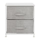 Gray Drawers/White Frame |#| 2 Drawer Storage Stand with White Wood Top & Light Gray Fabric Pull Drawers