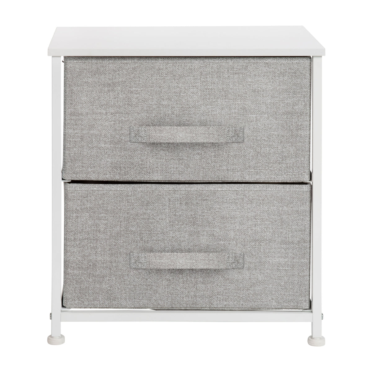 Gray Drawers/White Frame |#| 2 Drawer Storage Stand with White Wood Top & Light Gray Fabric Pull Drawers