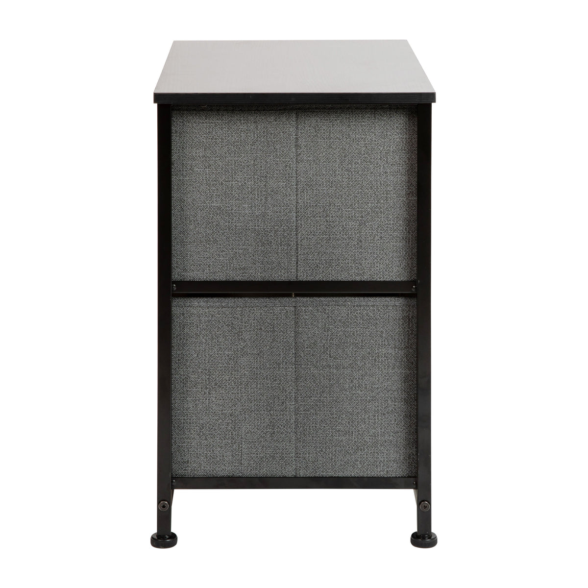 Gray Drawers/Black Frame |#| 2 Drawer Storage Stand with Black Wood Top & Dark Gray Fabric Pull Drawers
