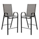 Gray |#| 2 Pack Gray Outdoor Barstools with Flex Comfort Material-Patio Stool