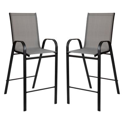 2 Pack Brazos Series Outdoor Barstools with Flex Comfort Material and Metal Frame