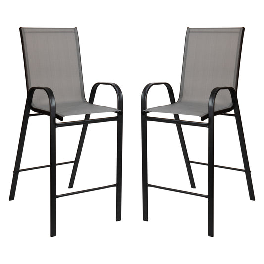 2 Pack Brazos Series Outdoor Barstools with Flex Comfort Material and Metal Frame