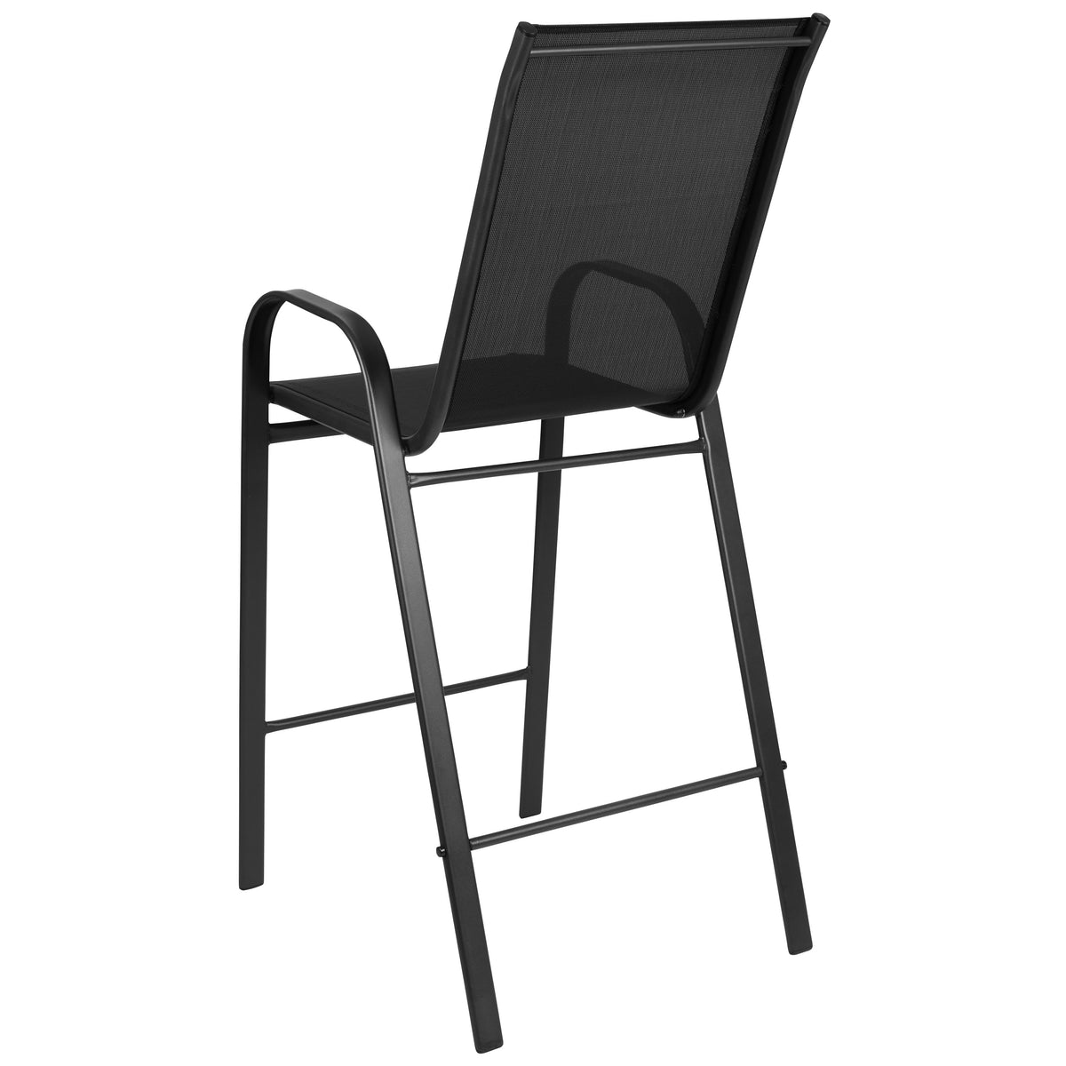 Black |#| 2 Pack Black Outdoor Barstools with Flex Comfort Material-Patio Stool