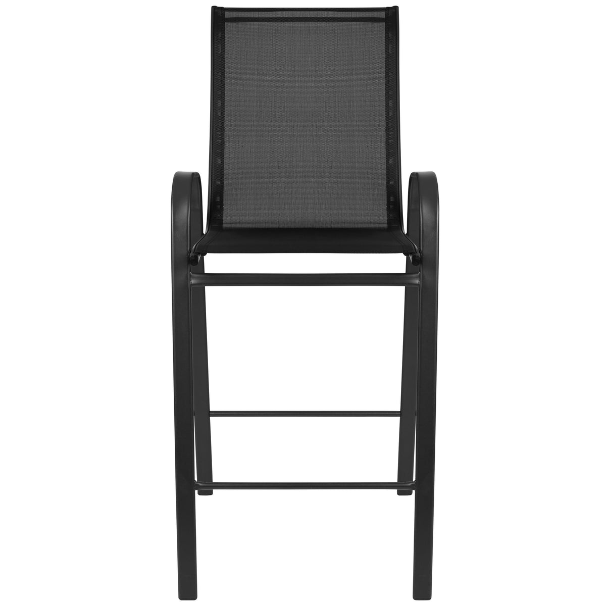 Black |#| 2 Pack Black Outdoor Barstools with Flex Comfort Material-Patio Stool