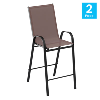 2 Pack Outdoor Barstools with Flex Comfort Material-Patio Stool - View 2