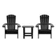 Black |#| Set of 2 Indoor/Outdoor Folding Adirondack Chairs with Side Table in Black