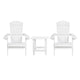 White |#| Set of 2 Indoor/Outdoor Folding Adirondack Chairs with Side Table in White