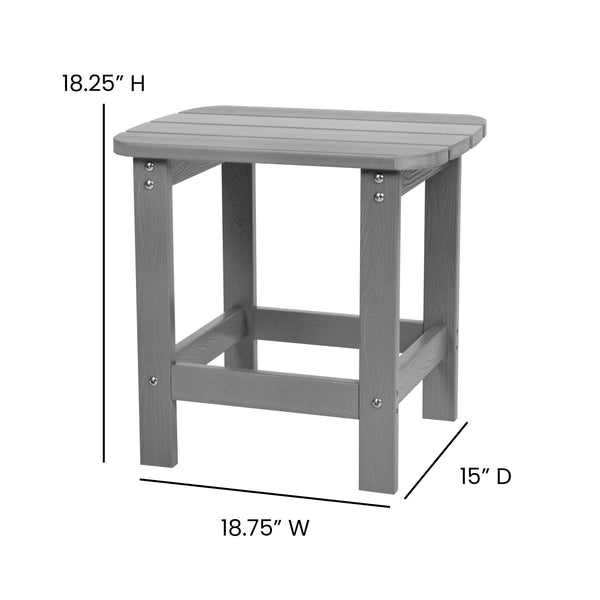 Gray |#| Set of 2 Indoor/Outdoor Folding Adirondack Chairs with Side Table in Gray