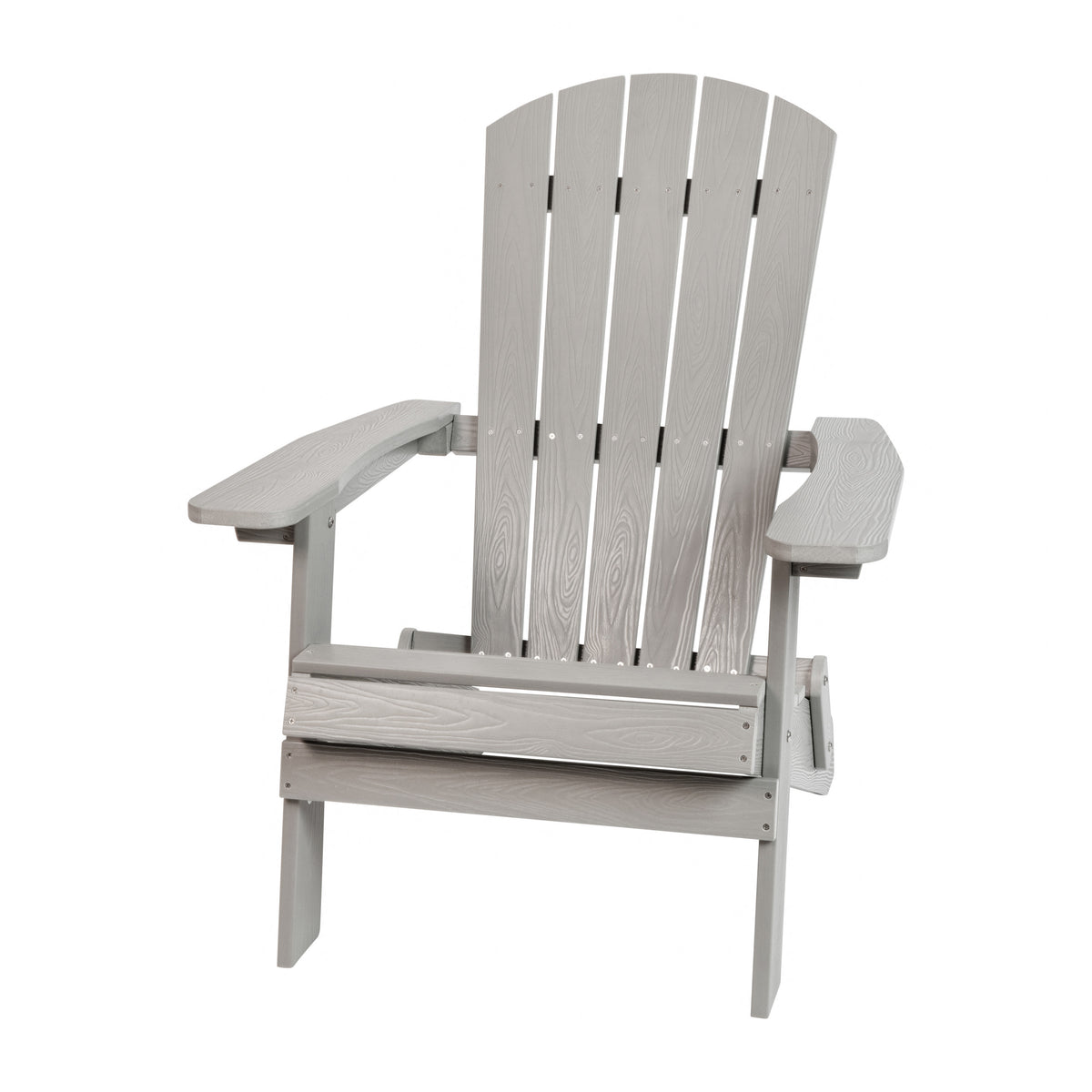 Gray |#| Set of 2 Indoor/Outdoor Folding Adirondack Chairs with Side Table in Gray