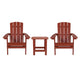 Red |#| Indoor/Outdoor Adirondack Style Side Table and 2 Chair Set in Red