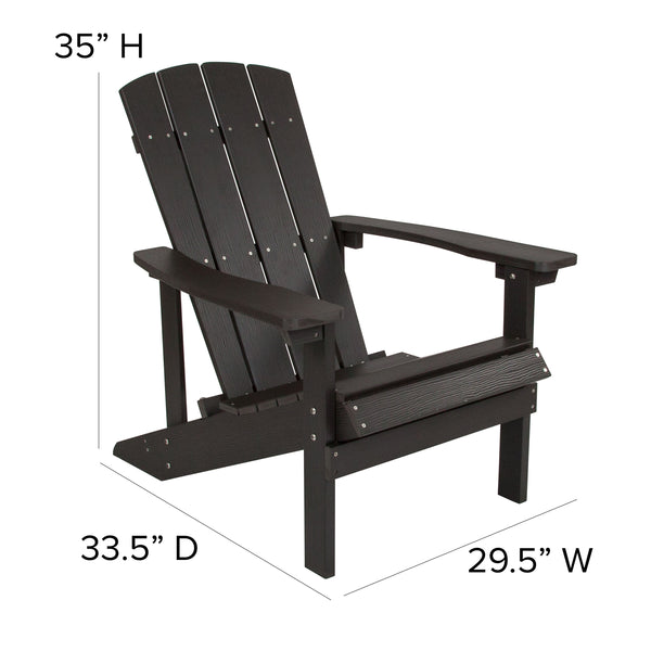 Black |#| Indoor/Outdoor Adirondack Style Side Table and 2 Chair Set in Black