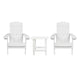 White |#| Indoor/Outdoor Adirondack Style Side Table and 2 Chair Set in White