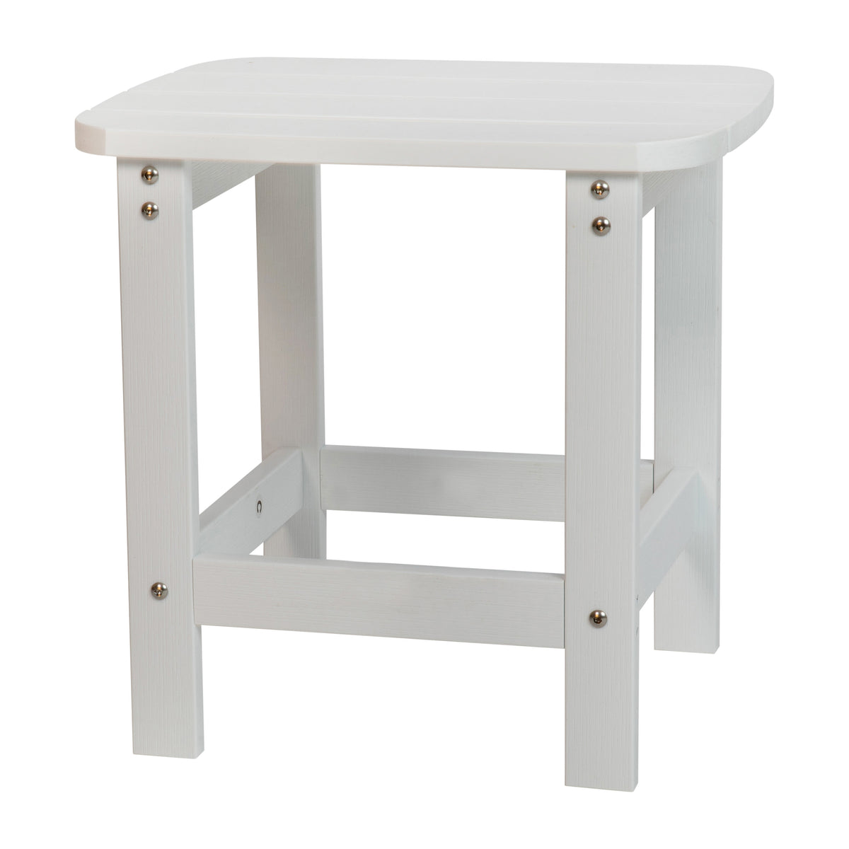 White |#| Indoor/Outdoor Adirondack Style Side Table and 2 Chair Set in White