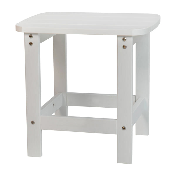 White |#| Indoor/Outdoor Adirondack Style Side Table and 2 Chair Set in White