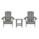 Gray |#| Indoor/Outdoor Adirondack Style Side Table and 2 Chair Set in Gray