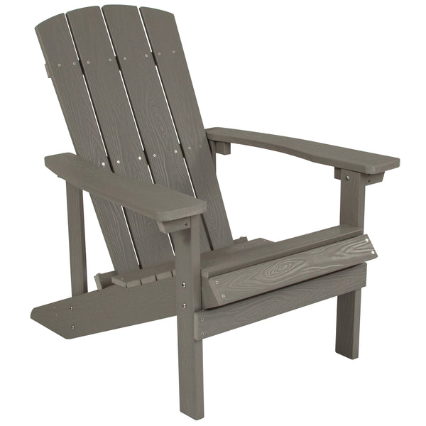 Gray |#| Indoor/Outdoor Adirondack Style Side Table and 2 Chair Set in Gray