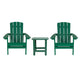 Green |#| Indoor/Outdoor Adirondack Style Side Table and 2 Chair Set in Green