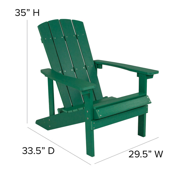 Green |#| Indoor/Outdoor Adirondack Style Side Table and 2 Chair Set in Green
