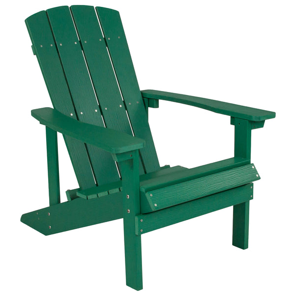 Green |#| Indoor/Outdoor Adirondack Style Side Table and 2 Chair Set in Green