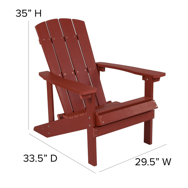 Red |#| Indoor/Outdoor Adirondack Style Side Table and 2 Chair Set in Red