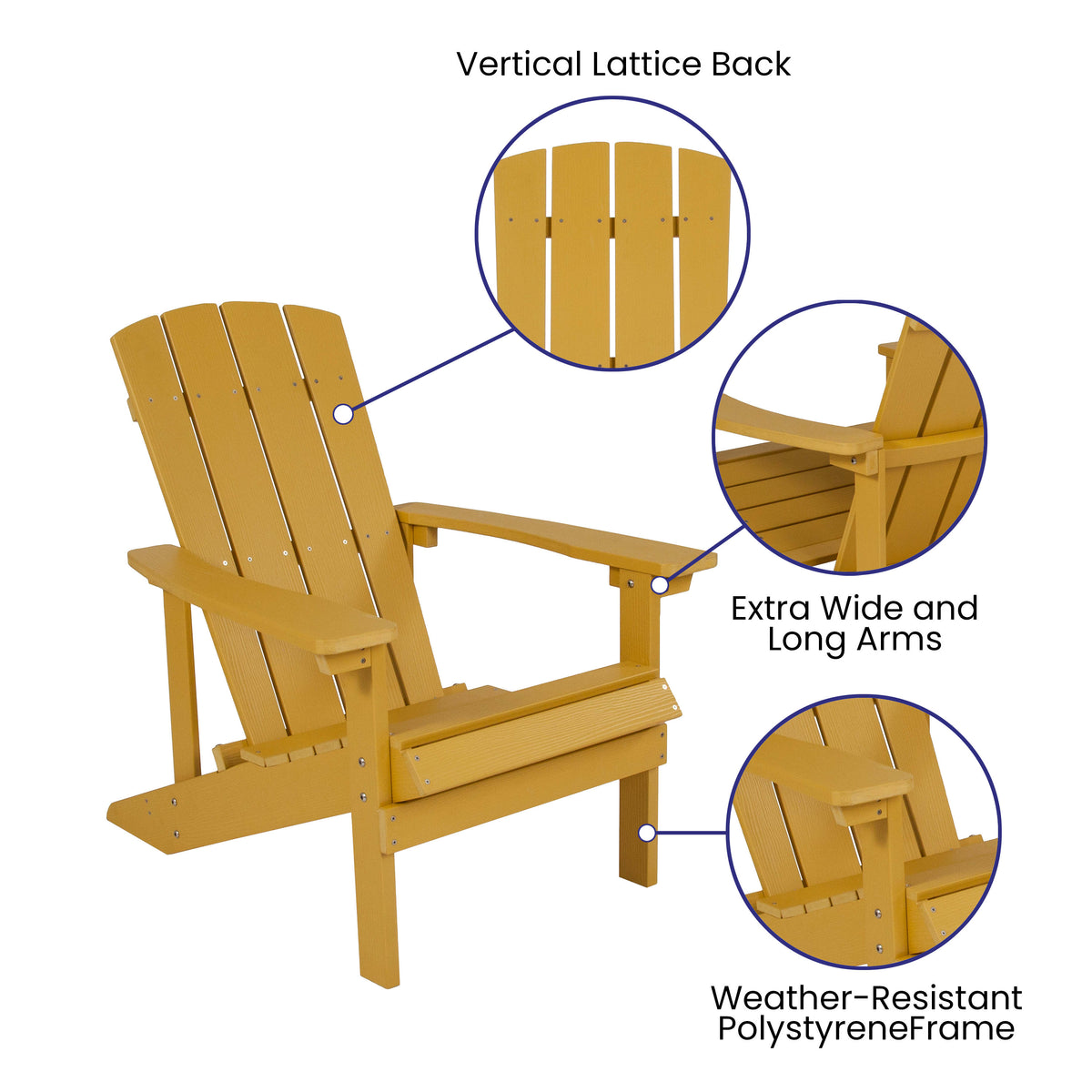 Yellow |#| Indoor/Outdoor Adirondack Style Side Table and 2 Chair Set in Yellow