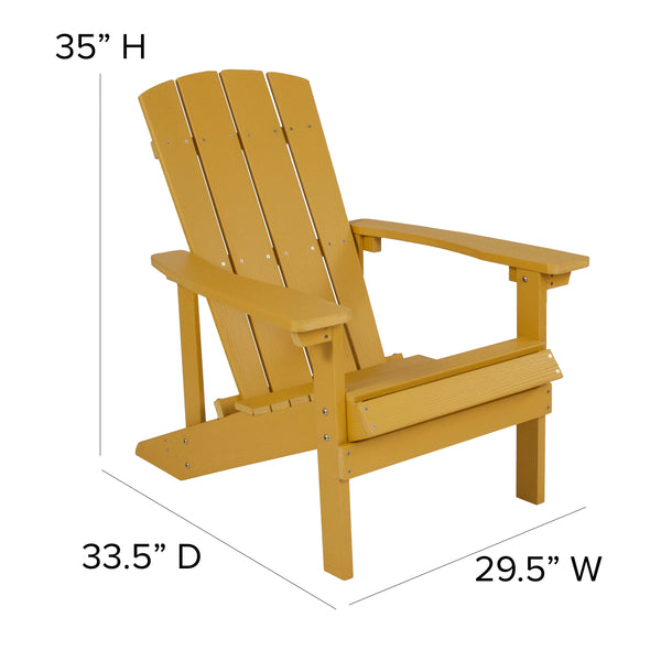 Yellow |#| Indoor/Outdoor Adirondack Style Side Table and 2 Chair Set in Yellow