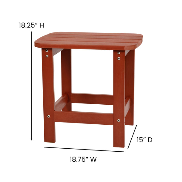Red |#| Indoor/Outdoor Adirondack Style Side Table and 2 Chair Set in Red