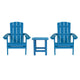 Blue |#| Indoor/Outdoor Adirondack Style Side Table and 2 Chair Set in Blue