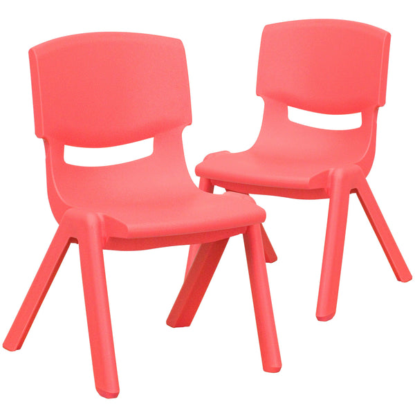 Red |#| 2 Pack Red Plastic Stackable School Chair with 10.5inchH Seat, Preschool Chair