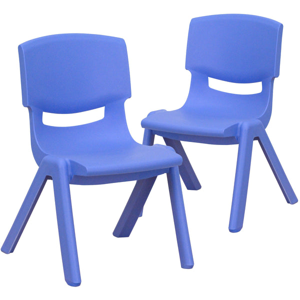 Blue |#| 2 Pack Blue Plastic Stackable School Chair with 10.5inchH Seat, Preschool Chair