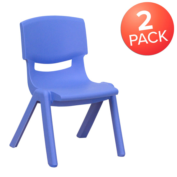 Blue |#| 2 Pack Blue Plastic Stackable School Chair with 10.5inchH Seat, Preschool Chair