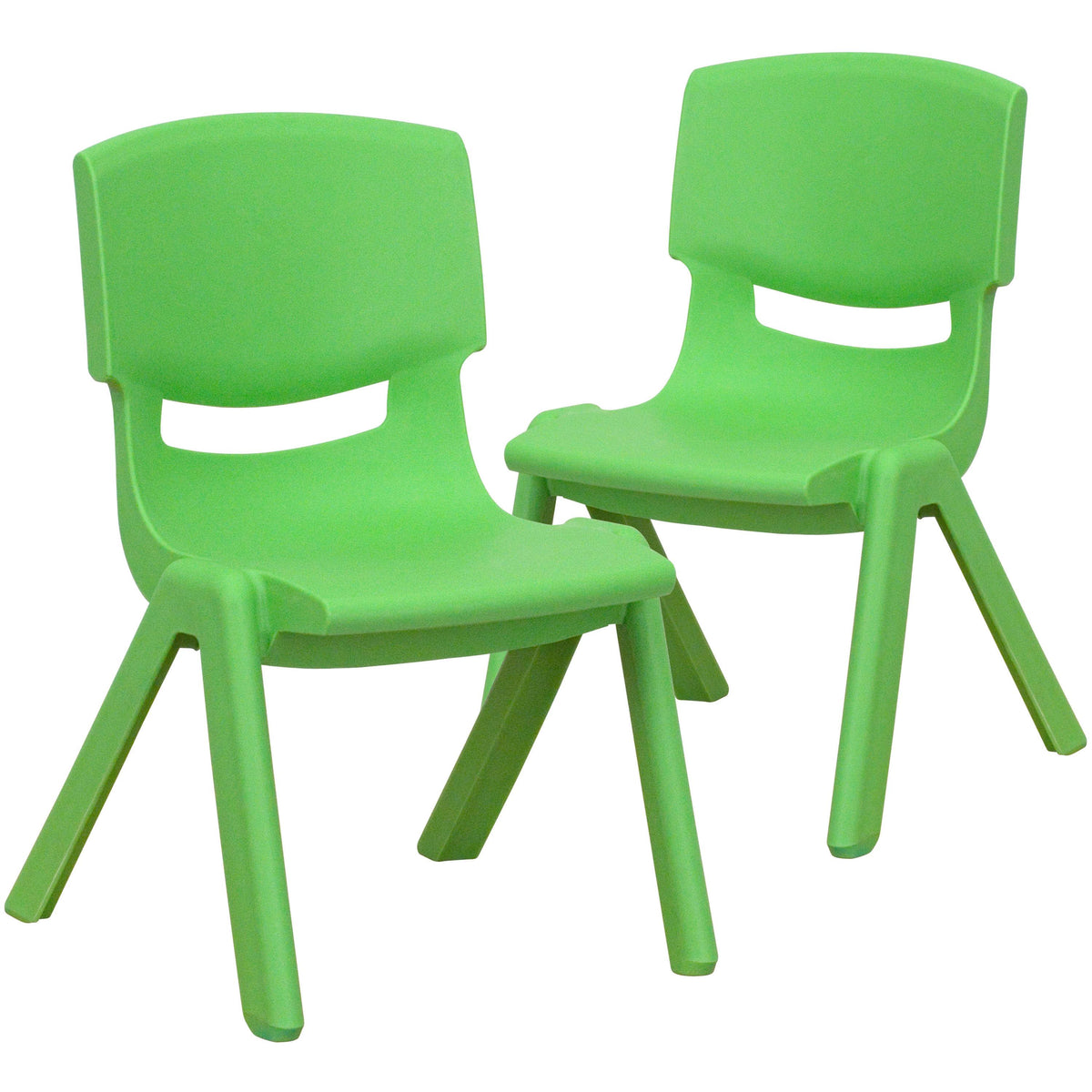 Green |#| 2 Pack Green Plastic Stackable School Chair with 10.5inchH Seat, Preschool Chair