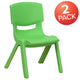 Green |#| 2 Pack Green Plastic Stackable School Chair with 10.5inchH Seat, Preschool Chair