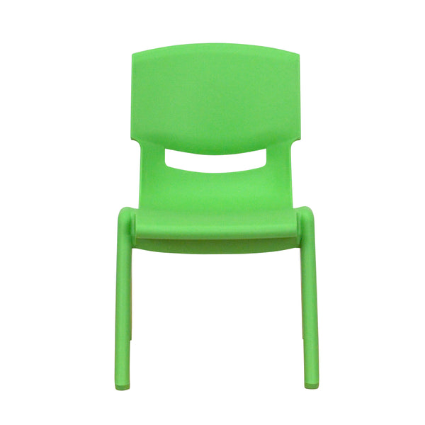 Green |#| 2 Pack Green Plastic Stackable School Chair with 10.5inchH Seat, Preschool Chair