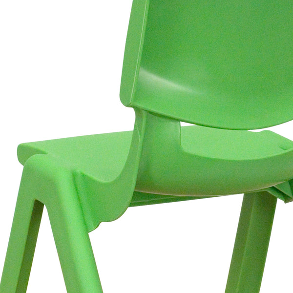 Green |#| 2 Pack Green Plastic Stackable School Chair with 10.5inchH Seat, Preschool Chair