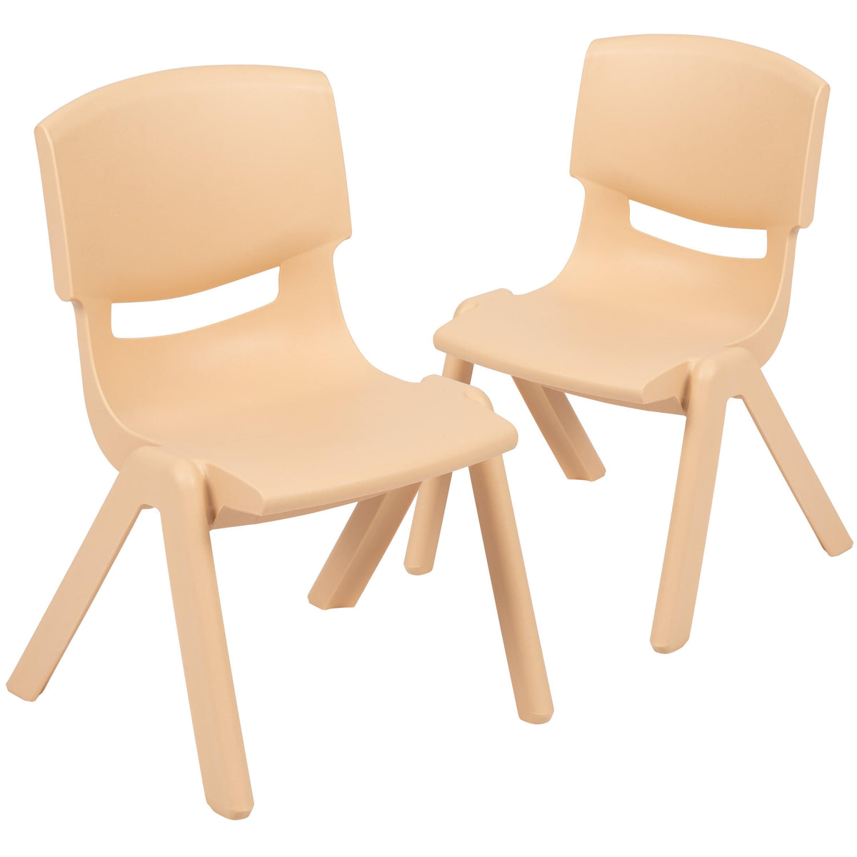 Natural |#| 2 Pack Natural Plastic Stackable School Chair with 10.5inchH Seat, Preschool Chair