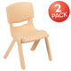 Natural |#| 2 Pack Natural Plastic Stackable School Chair with 10.5inchH Seat, Preschool Chair