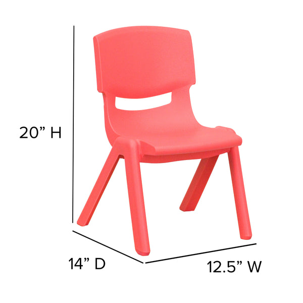 Red |#| 2 Pack Red Plastic Stackable School Chair with 10.5inchH Seat, Preschool Chair