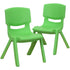 Green |#| 2 Pack Green Plastic Stackable School Chair with 10.5"H Seat, Preschool Chair