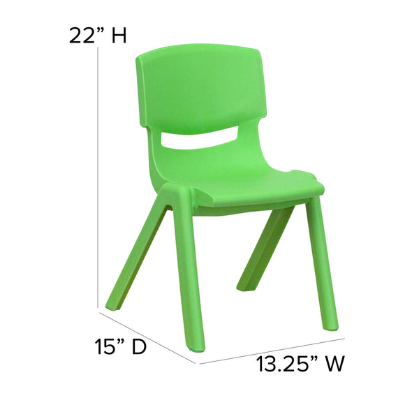 Green |#| 2 Pack Green Plastic Stackable School Chair with 12inchH Seat, Preschool Seating